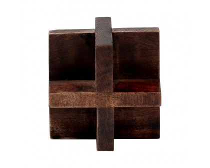 Sagebrook™ 4" Cross Wooden Orb - Brown