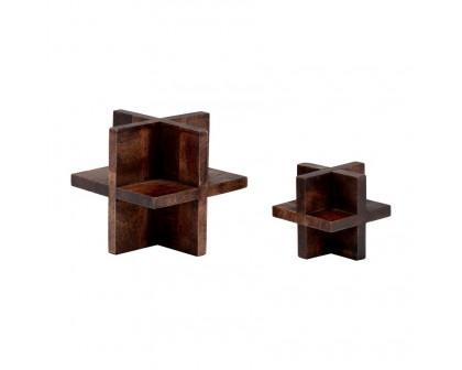 Sagebrook™ 4" Cross Wooden Orb - Brown