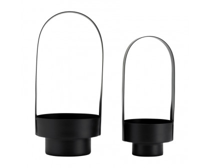 Sagebrook 14"/16" Metal Lanterns (Set of 2) - Black