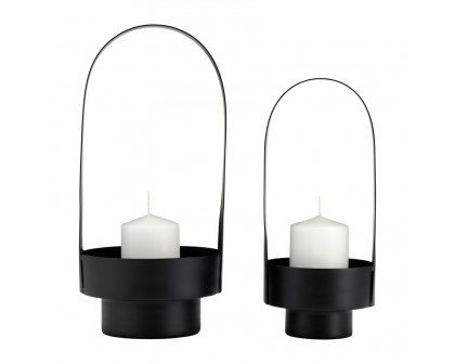 Sagebrook 14"/16" Metal Lanterns (Set of 2) - Black