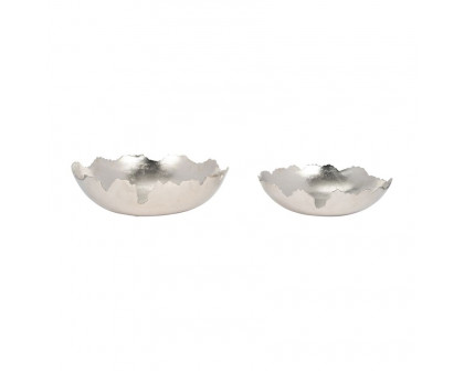 Sagebrook 16" Metal Live Edge Bowl (Set Of 2) - Nickel