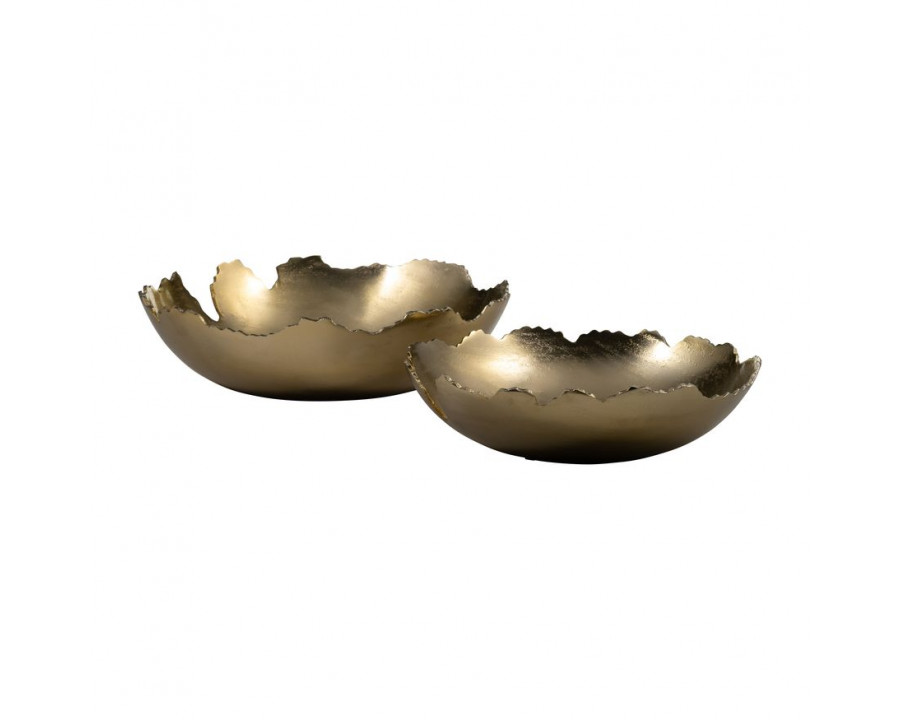 Sagebrook 16" Metal Live Edge Bowl (Set Of 2) - Gold