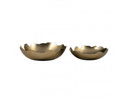 Sagebrook 16" Metal Live Edge Bowl (Set Of 2) - Gold