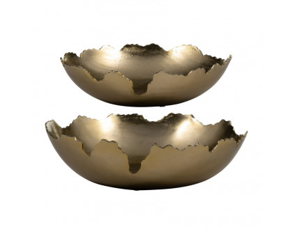 Sagebrook 16" Metal Live Edge Bowl (Set Of 2) - Gold