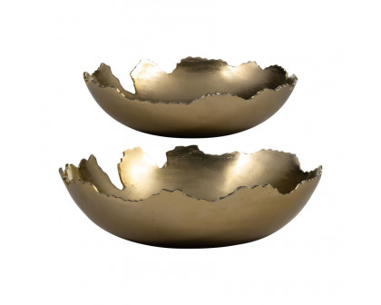 Sagebrook 16" Metal Live Edge Bowl (Set Of 2) - Gold