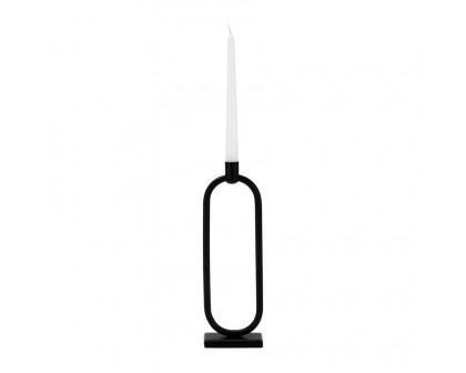 Sagebrook - 13" Metal Oval Taper Candle Holder in Black