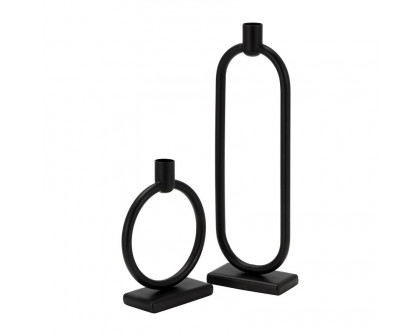 Sagebrook - 13" Metal Oval Taper Candle Holder in Black