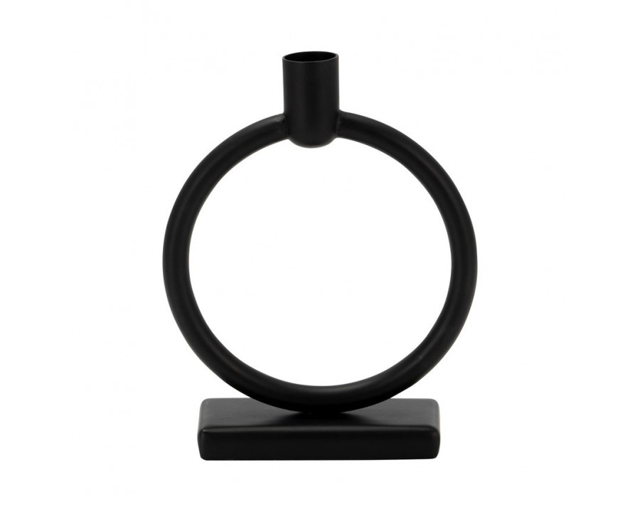 Sagebrook - 7" Metal Circle Taper Candle Holder in Black