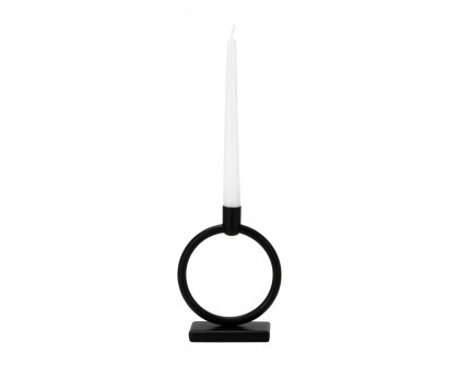 Sagebrook - 7" Metal Circle Taper Candle Holder in Black