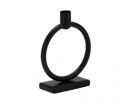 Sagebrook - 7" Metal Circle Taper Candle Holder in Black