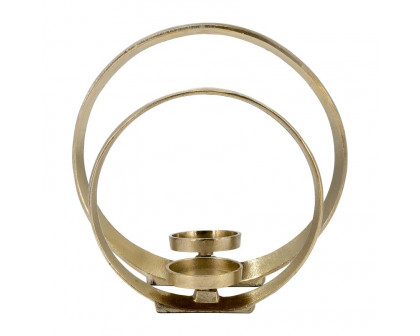 Sagebrook - 10"/13" Metal Ring Shape Candle Holders (Set of 2) in Gold