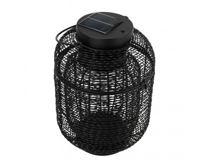 Sagebrook - 9"/15" Metal Round Solar Lanterns (Set of 2) in Black