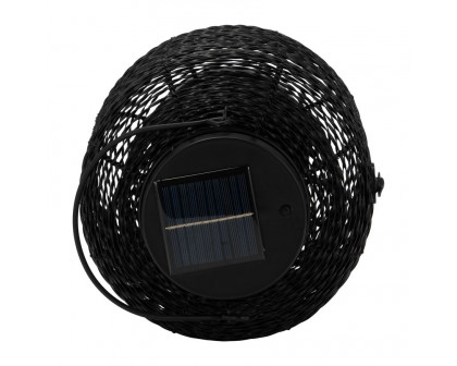 Sagebrook - 9"/15" Metal Round Solar Lanterns (Set of 2) in Black