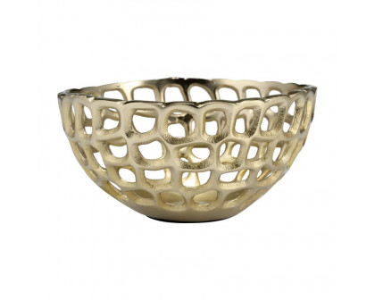 Sagebrook - 9"/10"/12" Metal Pierced Bowls (Set Of 3) in Gold