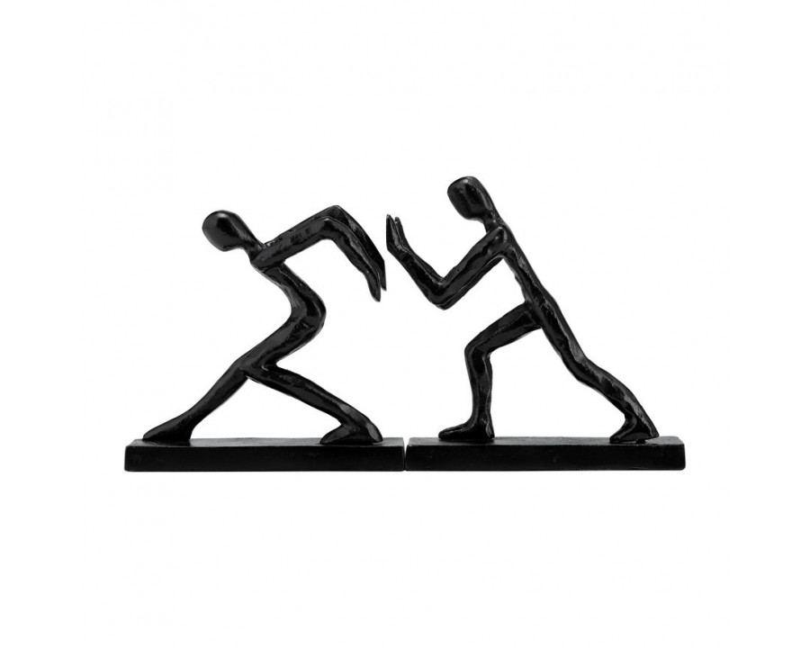 Sagebrook - 9" Metal Push Hold Figures Bookends (Set Of 2) in Black