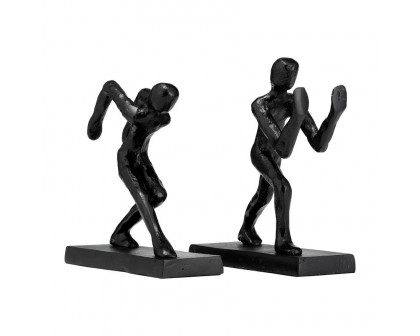 Sagebrook - 9" Metal Push Hold Figures Bookends (Set Of 2) in Black