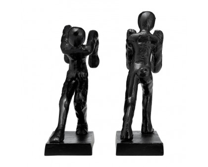 Sagebrook - 9" Metal Push Hold Figures Bookends (Set Of 2) in Black