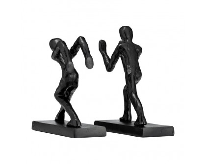 Sagebrook - 9" Metal Push Hold Figures Bookends (Set Of 2) in Black