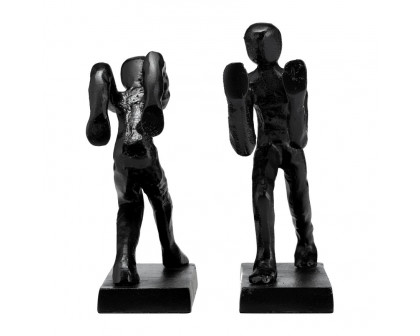 Sagebrook - 9" Metal Push Hold Figures Bookends (Set Of 2) in Black