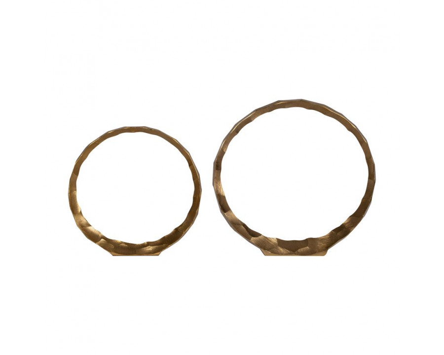 Sagebrook 14"/16" Metal Hammered Decorative Rings (Set Of 2) - Gold