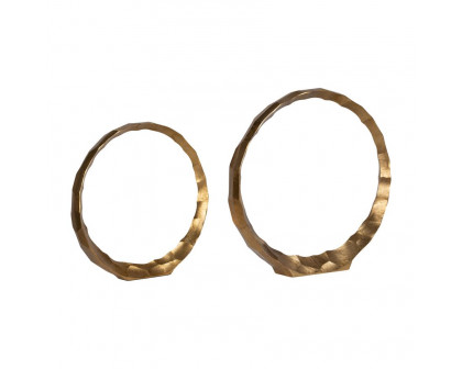 Sagebrook 14"/16" Metal Hammered Decorative Rings (Set Of 2) - Gold