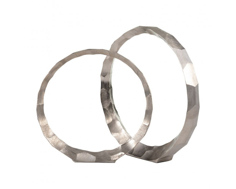 Sagebrook 14"/17" Metal Hammered Decorative Rings (Set Of 2) - Silver