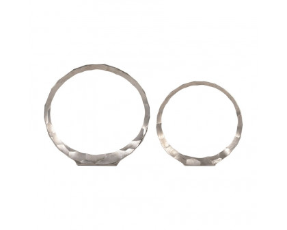 Sagebrook 14"/17" Metal Hammered Decorative Rings (Set Of 2) - Silver