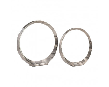 Sagebrook 14"/17" Metal Hammered Decorative Rings (Set Of 2) - Silver