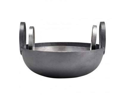 Sagebrook - 7"/8" Metal Bowl With Handles (Set Of 2) in Silver/Gunmetal