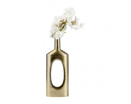 Sagebrook 16" Metal Tall Modern Open Cut Out Vase - Gold