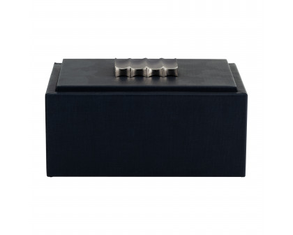 Sagebrook - 10" Wood-Leather Box in Blue/Ombre