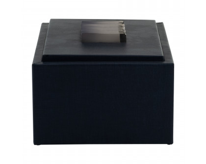 Sagebrook - 10" Wood-Leather Box in Blue/Ombre