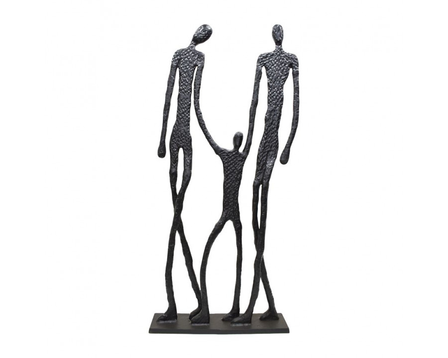 Sagebrook - 49" Metal Family Figures Statue in Black