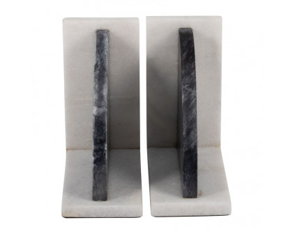 Sagebrook - 6" Rounded Bookends Marble (Set Of 2) in Black/White