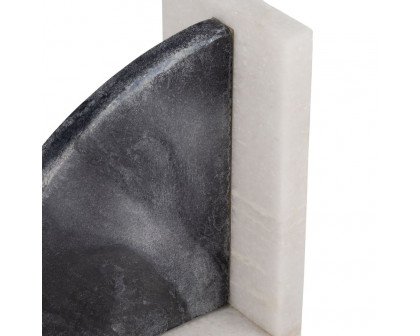 Sagebrook - 6" Rounded Bookends Marble (Set Of 2) in Black/White