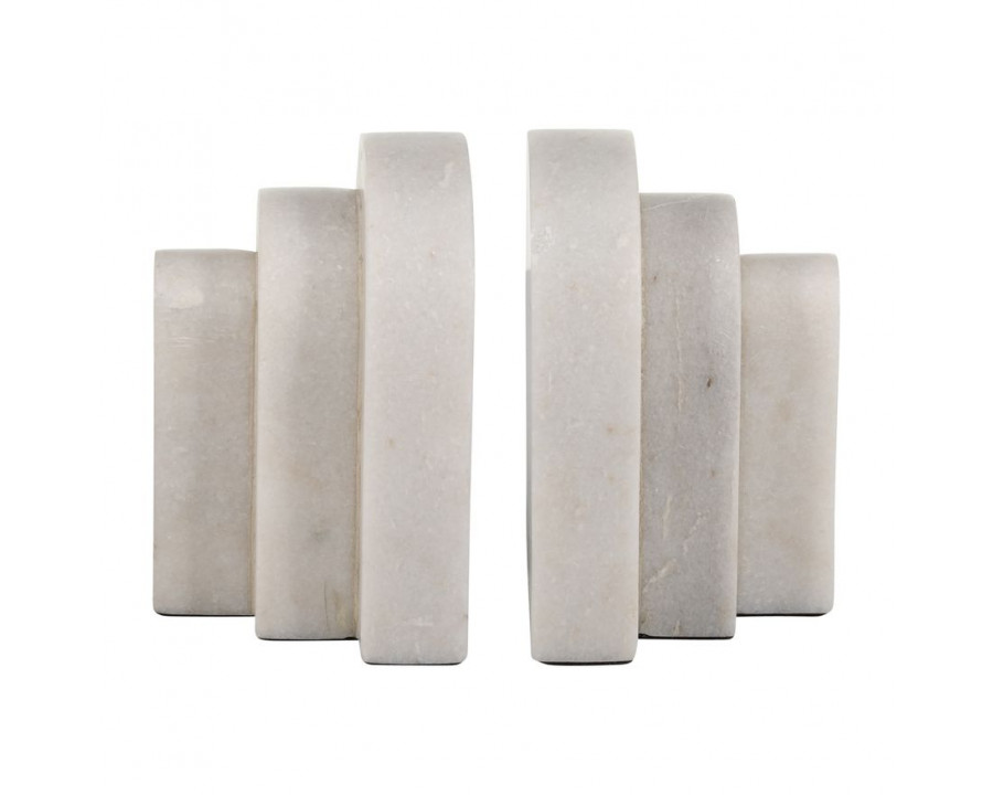 Sagebrook - 6" Marble Layered Arches Bookends (Set Of 2) in White