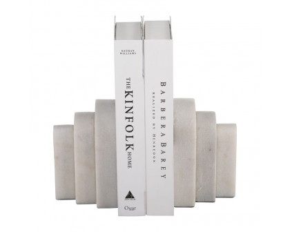 Sagebrook - 6" Marble Layered Arches Bookends (Set Of 2) in White