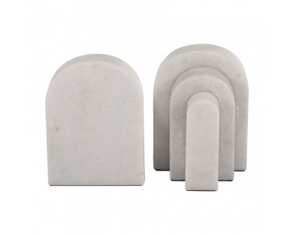 Sagebrook - 6" Marble Layered Arches Bookends (Set Of 2) in White