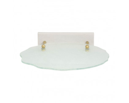 Sagebrook - 21" Metal Speckled Glass Disc On Marble Stand in White