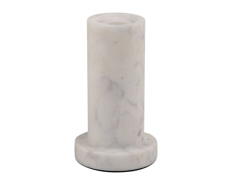 Sagebrook 5" Marble Taper Candle Holder With Flat Base - White