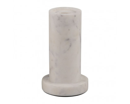 Sagebrook 5" Marble Taper Candle Holder With Flat Base - White