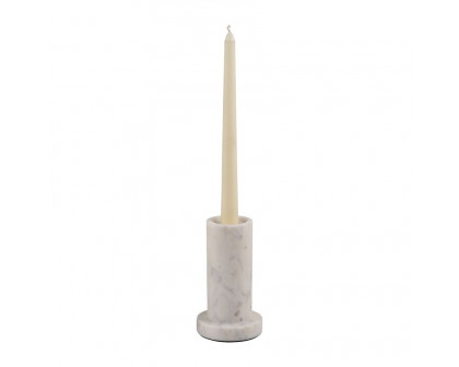 Sagebrook 5" Marble Taper Candle Holder With Flat Base - White