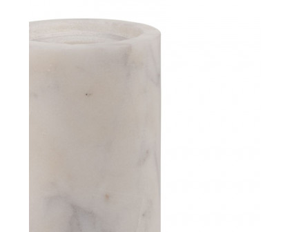 Sagebrook 5" Marble Taper Candle Holder With Flat Base - White