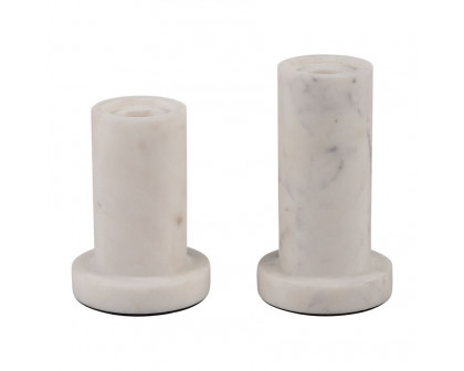 Sagebrook 5" Marble Taper Candle Holder With Flat Base - White