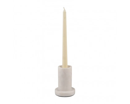 Sagebrook 4" Marble Taper Candle Holder With Flat Base - White