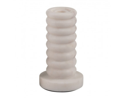 Sagebrook 5" Marble Ribbed Taper Candle Holder - White