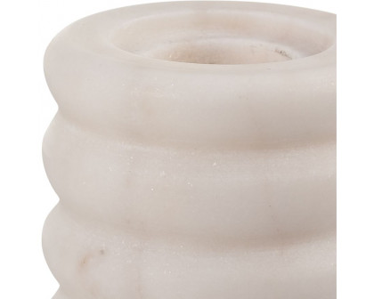 Sagebrook 5" Marble Ribbed Taper Candle Holder - White