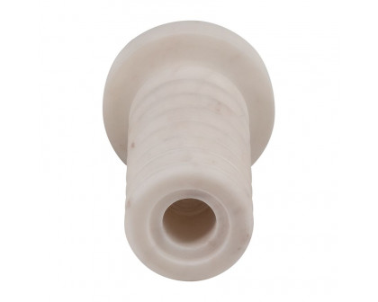 Sagebrook 5" Marble Ribbed Taper Candle Holder - White