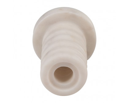 Sagebrook 4" Marble Ribbed Taper Candle Holder - White