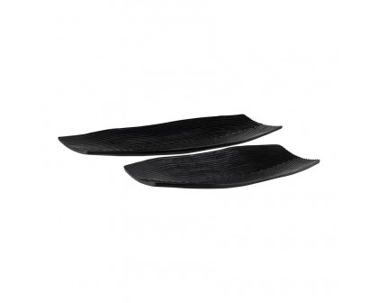 Sagebrook - 16"/21" Metal Geometric Disk Plate (Set Of 2) in Black